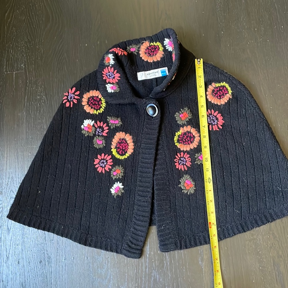 Anthropologie Sparrow Embroidered Cape Shawl